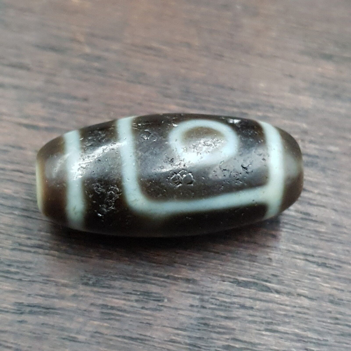 2 Slide Eyes Old Tibetan High Quality Agate Dzi Bead Amulet OTB8-2