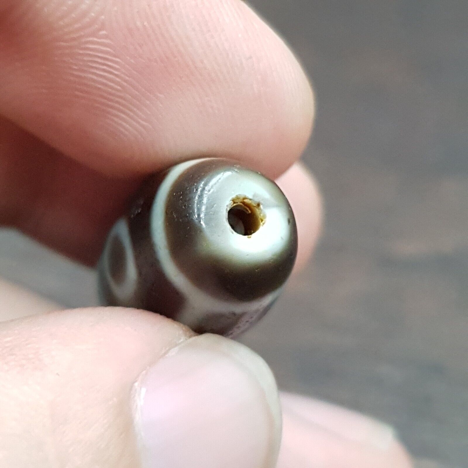 2 Slide Eyes Old Tibetan High Quality Agate Dzi Bead Amulet OTB8-2
