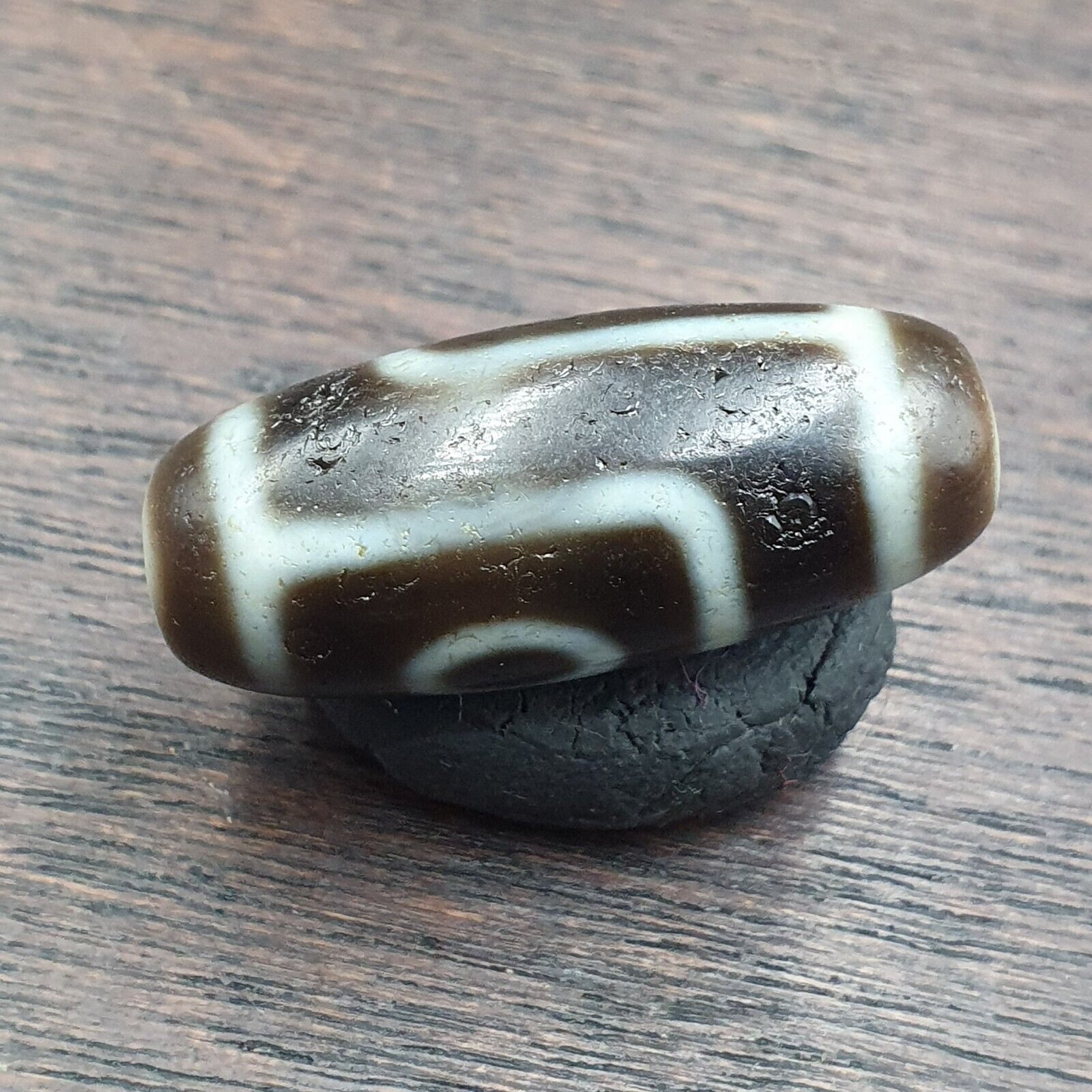 2 Slide Eyes Old Tibetan High Quality Agate Dzi Bead Amulet OTB8-2