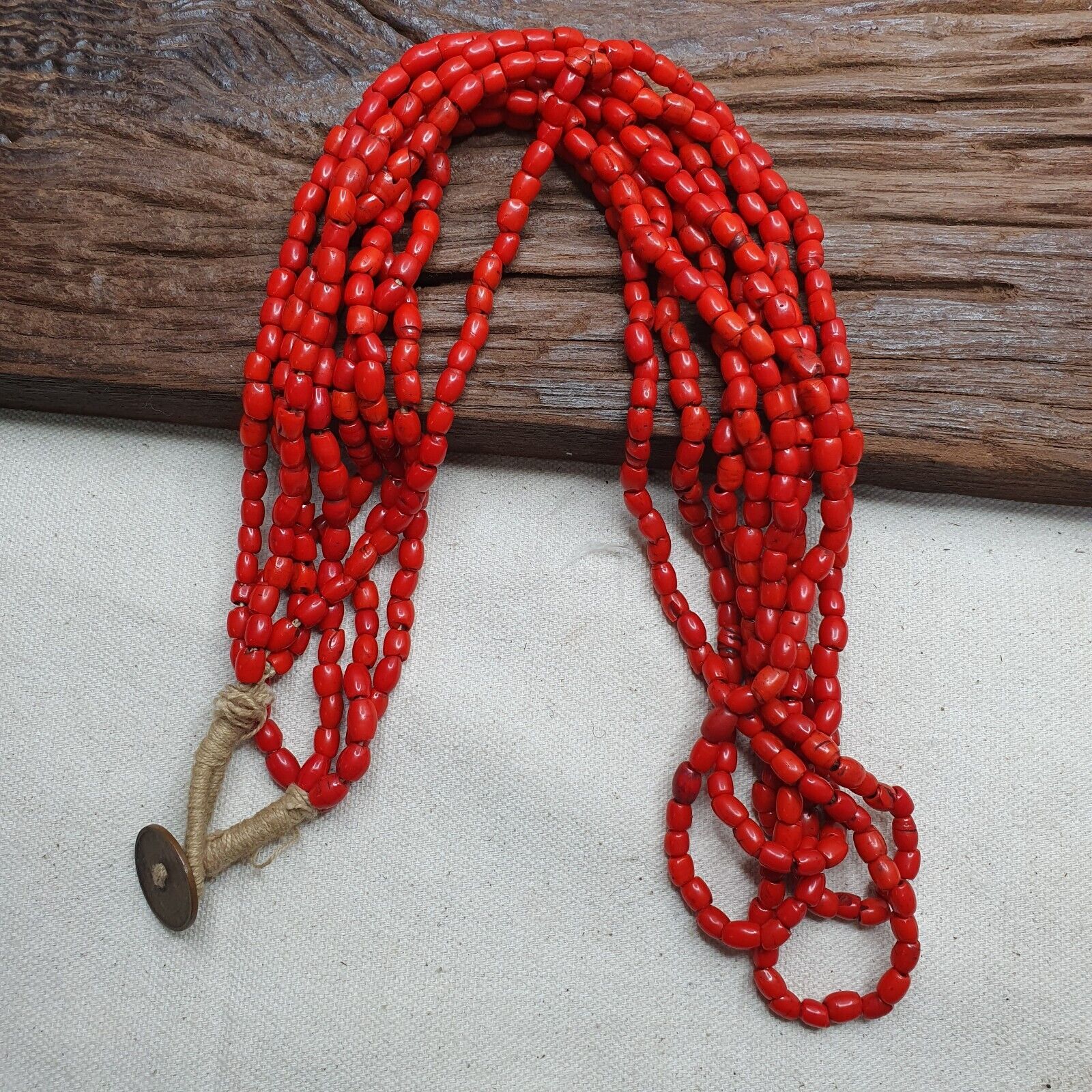 Vintage Old Beads Red and orange Glass Beads Jewelry 4 strands Necklace