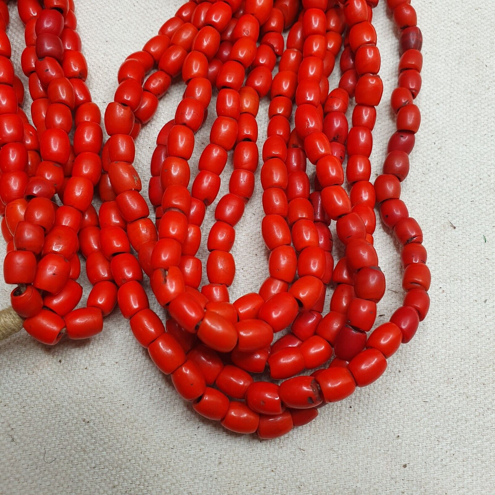 Vintage Old Beads Red and orange Glass Beads Jewelry 6 strands Necklace