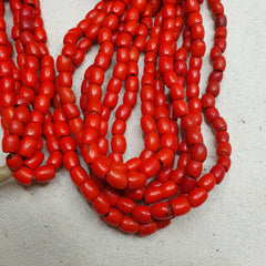 Vintage Old Beads Red and orange Glass Beads Jewelry 6 strands Necklace
