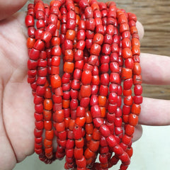 Amazing Vintage Old Beads Red and orange Glass Beads Jewelry 17 strands Necklace