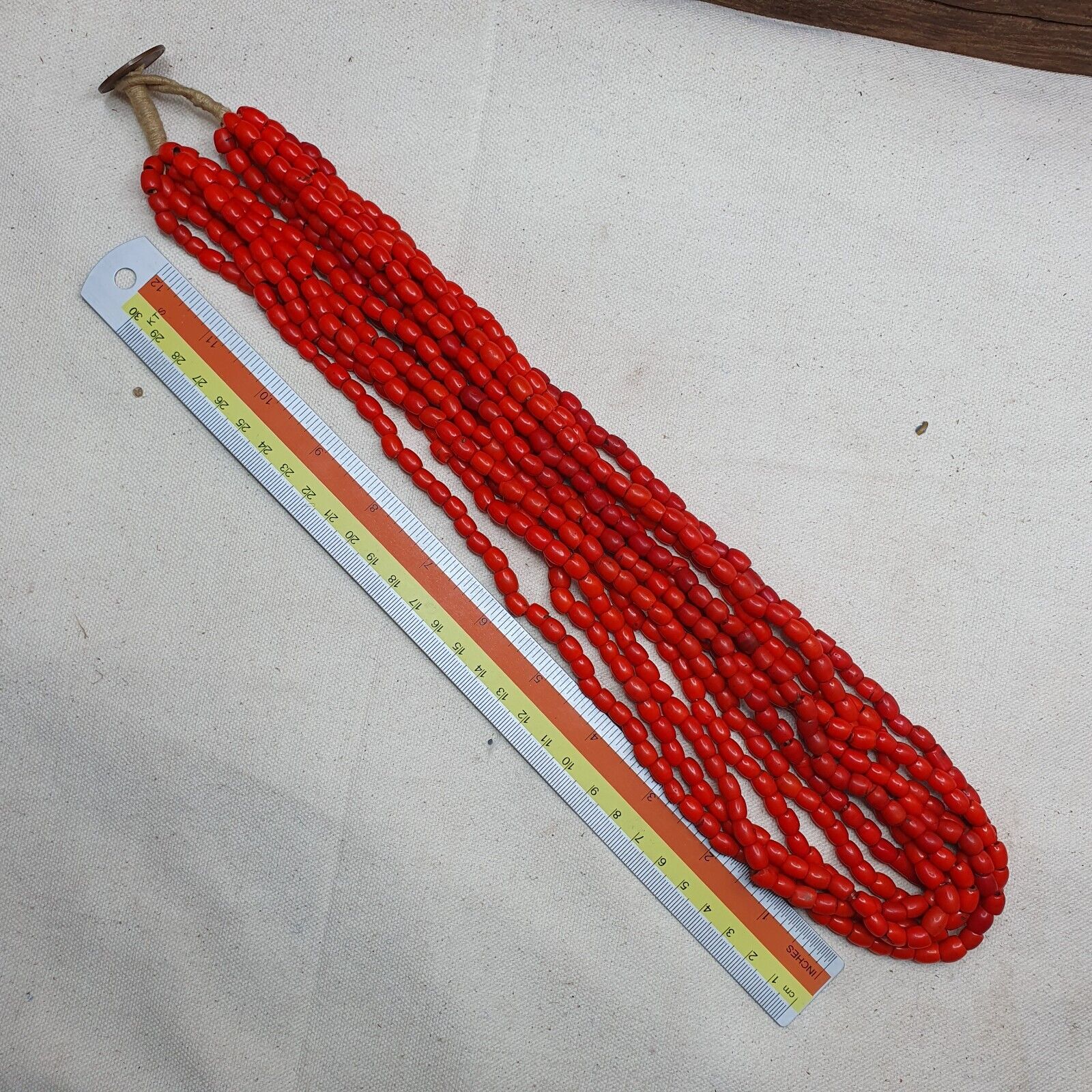 Vintage Old Beads Red and orange Glass Beads Jewelry 6 strands Necklace