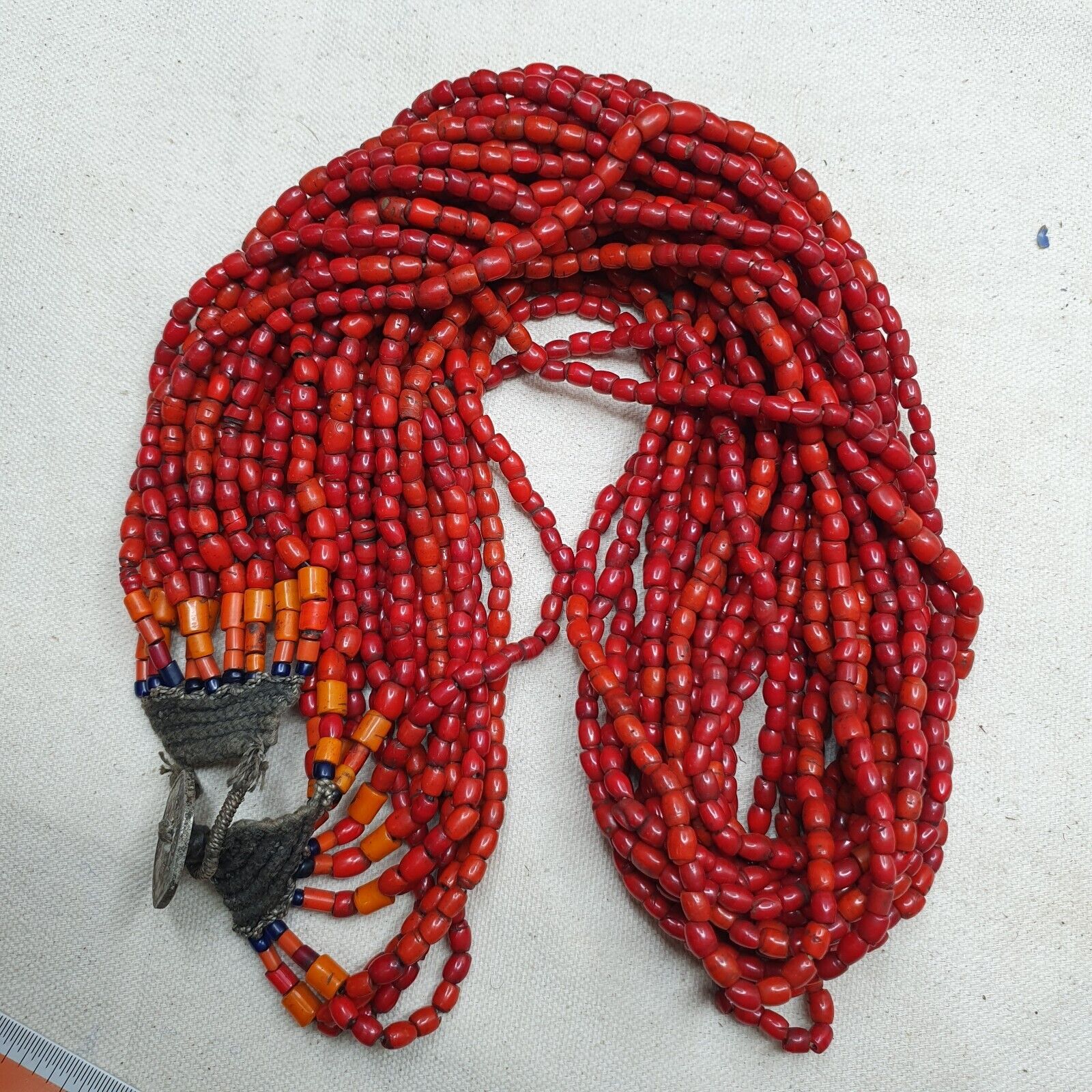 Amazing Vintage Old Beads Red and orange Glass Beads Jewelry 17 strands Necklace