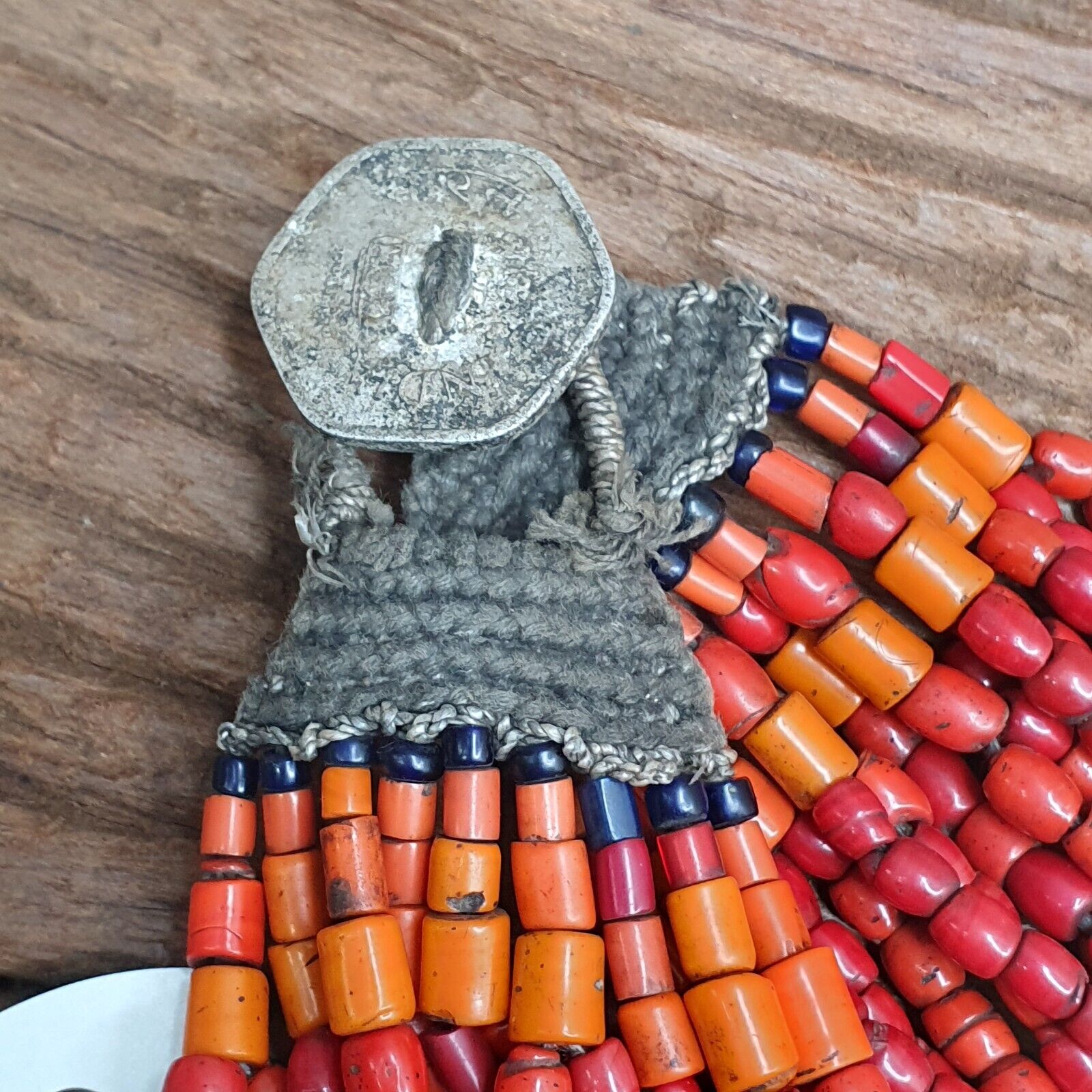 Amazing Vintage Old Beads Red and orange Glass Beads Jewelry 17 strands Necklace