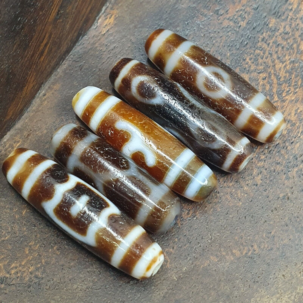 Lot 5 Tibetan Unique patterns Eyes Agate stone Dzi Bead Amulet L5P