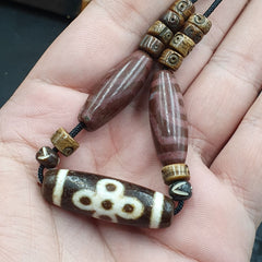 Power Beads Lot INDO TIBETAN Himalayan Flower 5 Eyes Agate bead Amulet Dzi