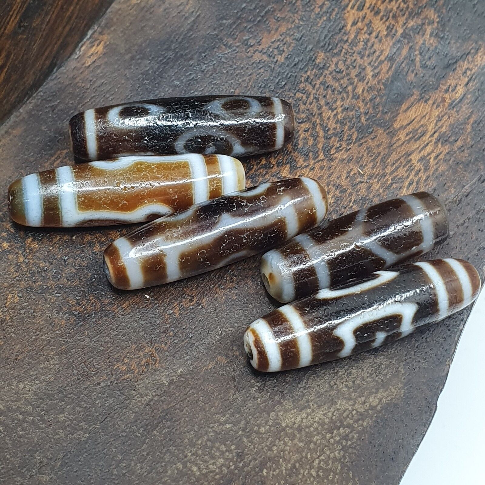 Lot 5 Tibetan Unique patterns Eyes Agate stone Dzi Bead Amulet L5P