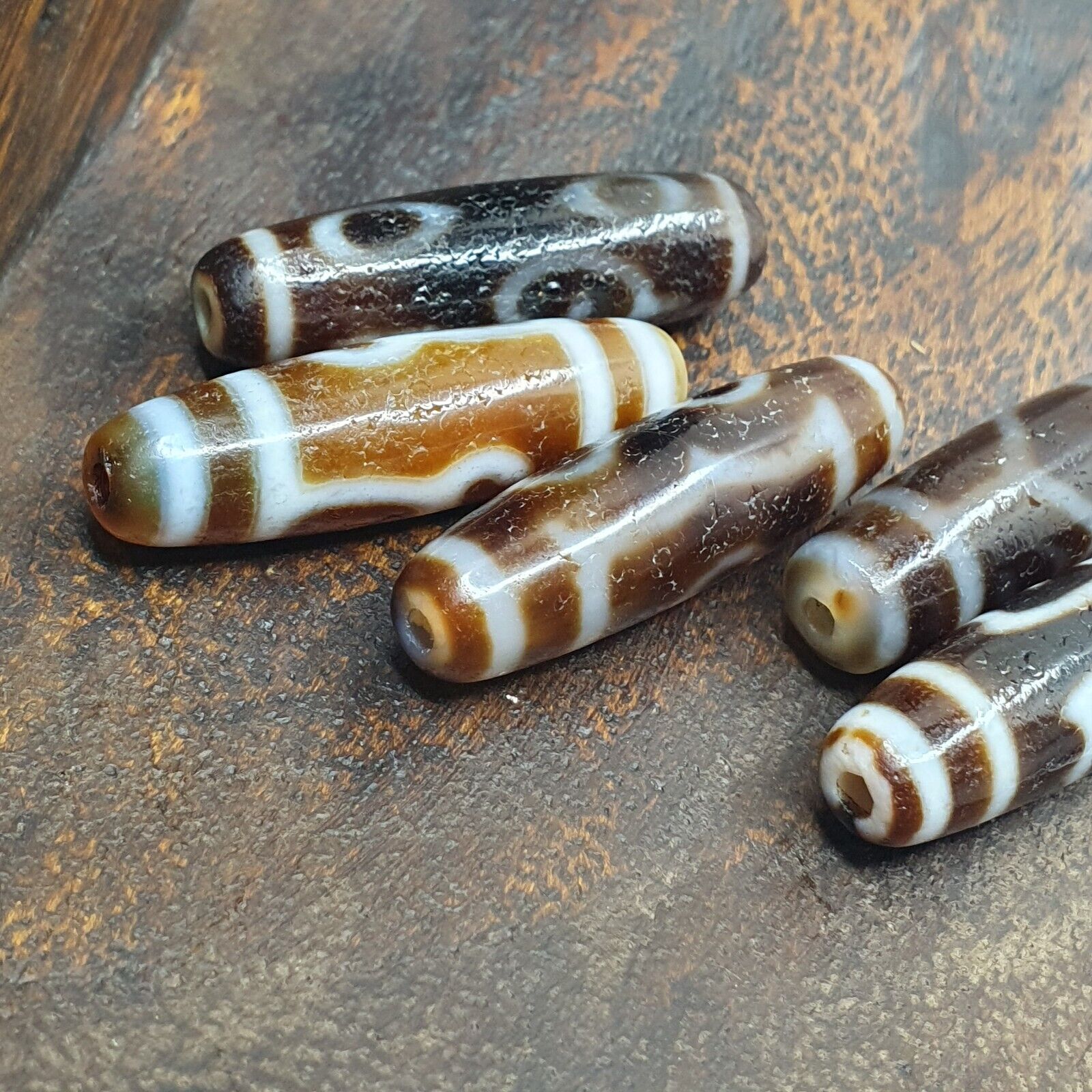 Lot 5 Tibetan Unique patterns Eyes Agate stone Dzi Bead Amulet L5P