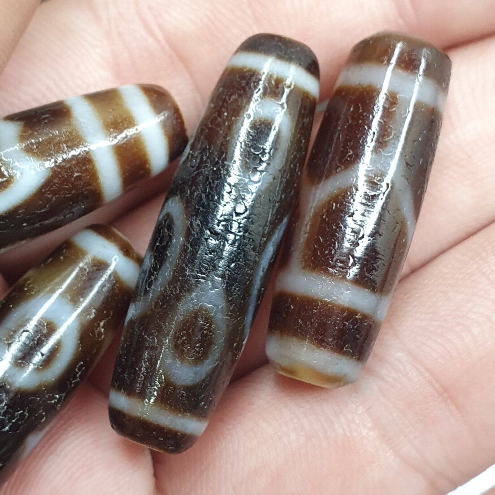 Lot 5 Tibetan Unique patterns Eyes Agate stone Dzi Bead Amulet L5P
