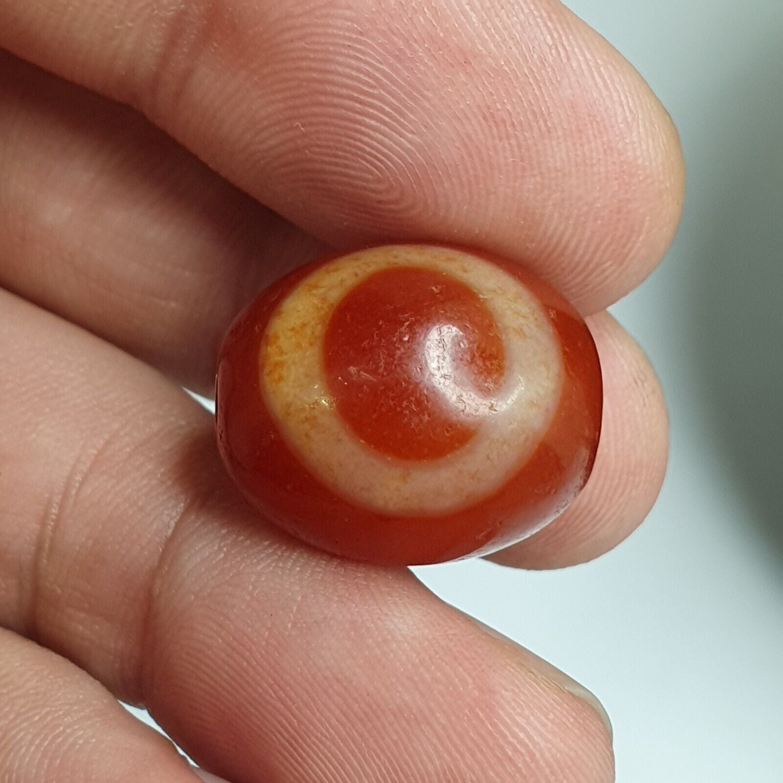 Himalayan Indo Tibetan Red Agate Dzi Amulet Bead