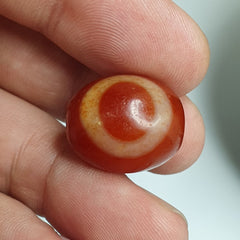 Himalayan Indo Tibetan Red Agate Dzi Amulet Bead