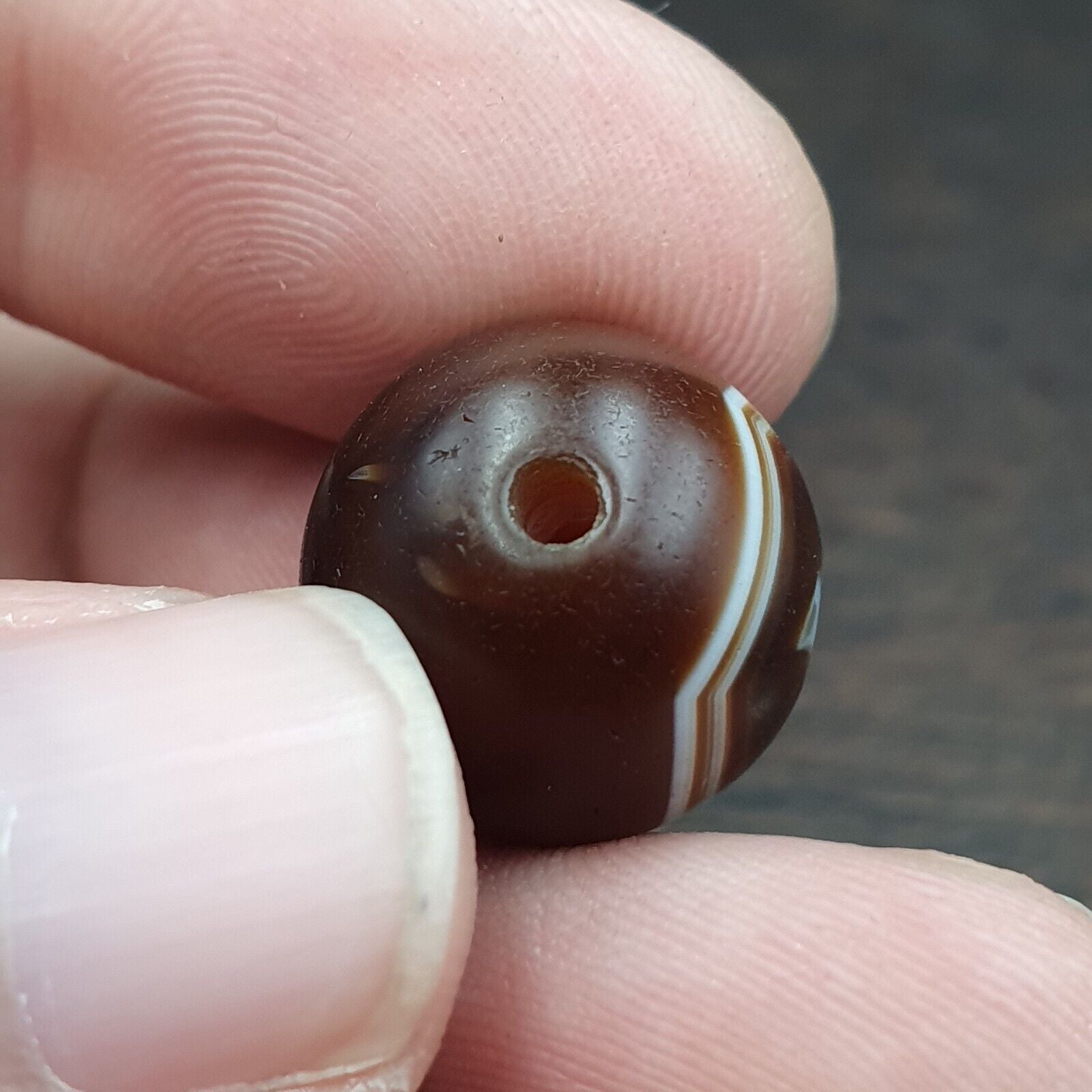 Antique Tibetan Agate Bead Natural Eyes Patterns Agate No Holes Lot 2 pcs