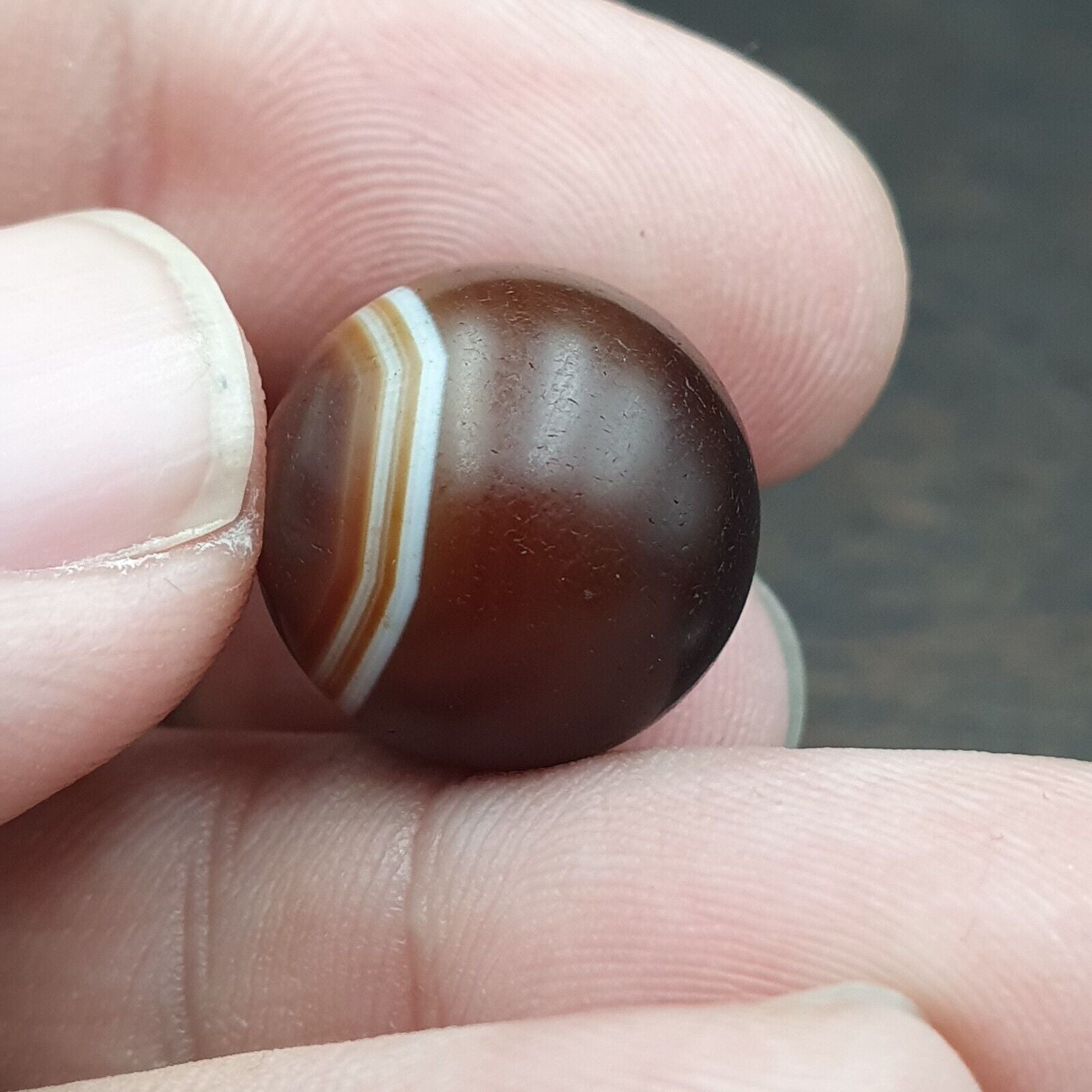 Antique Tibetan Agate Bead Natural Eyes Patterns Agate No Holes Lot 2 pcs