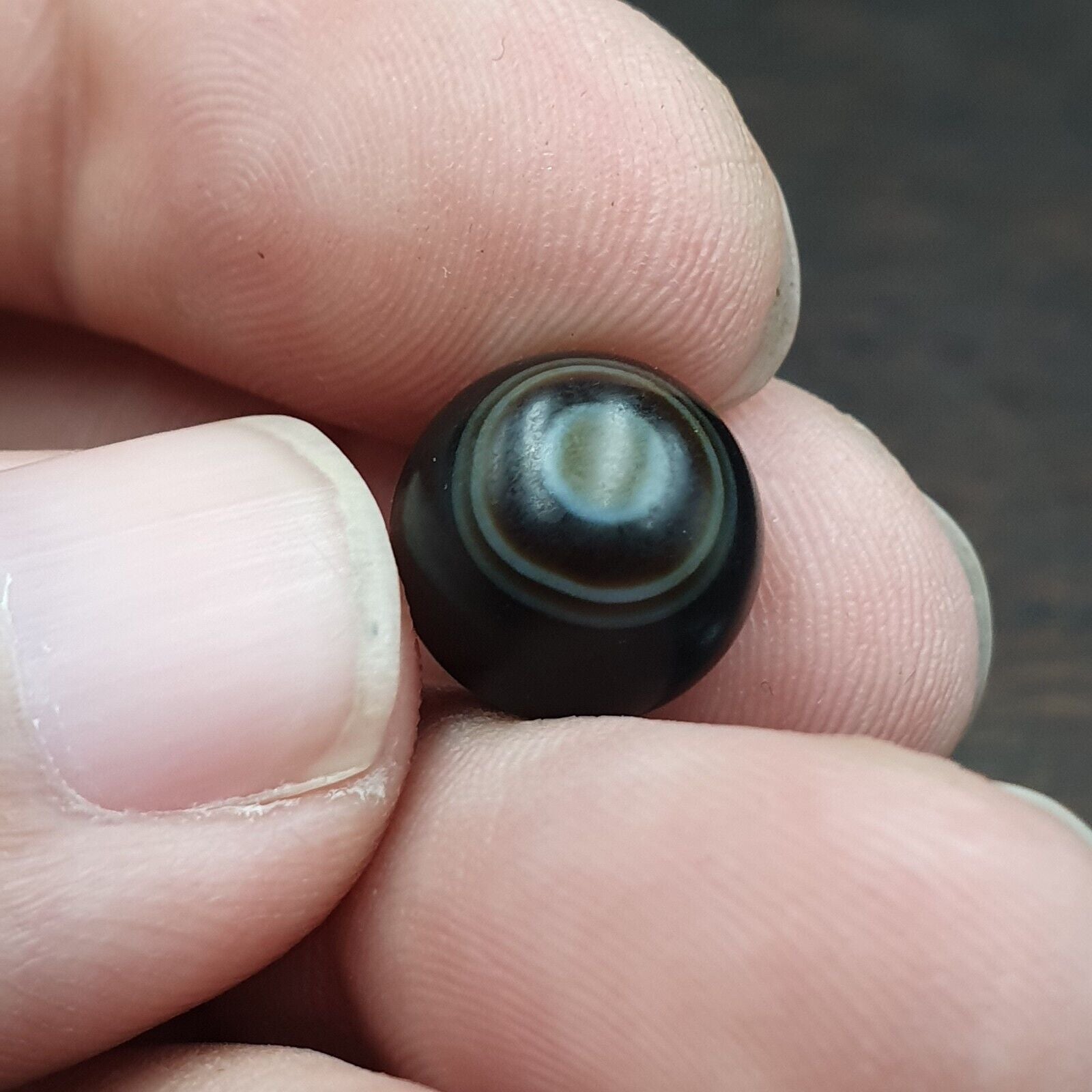Antique Tibetan Agate Bead Natural Eyes Patterns Agate No Holes Lot 2 pcs