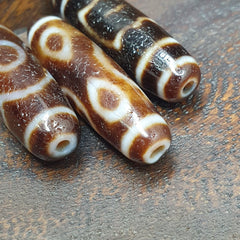 Lot 3 Vintage Tibetan Unique pattern Eyes Agate stone Dzi Bead Amulet
