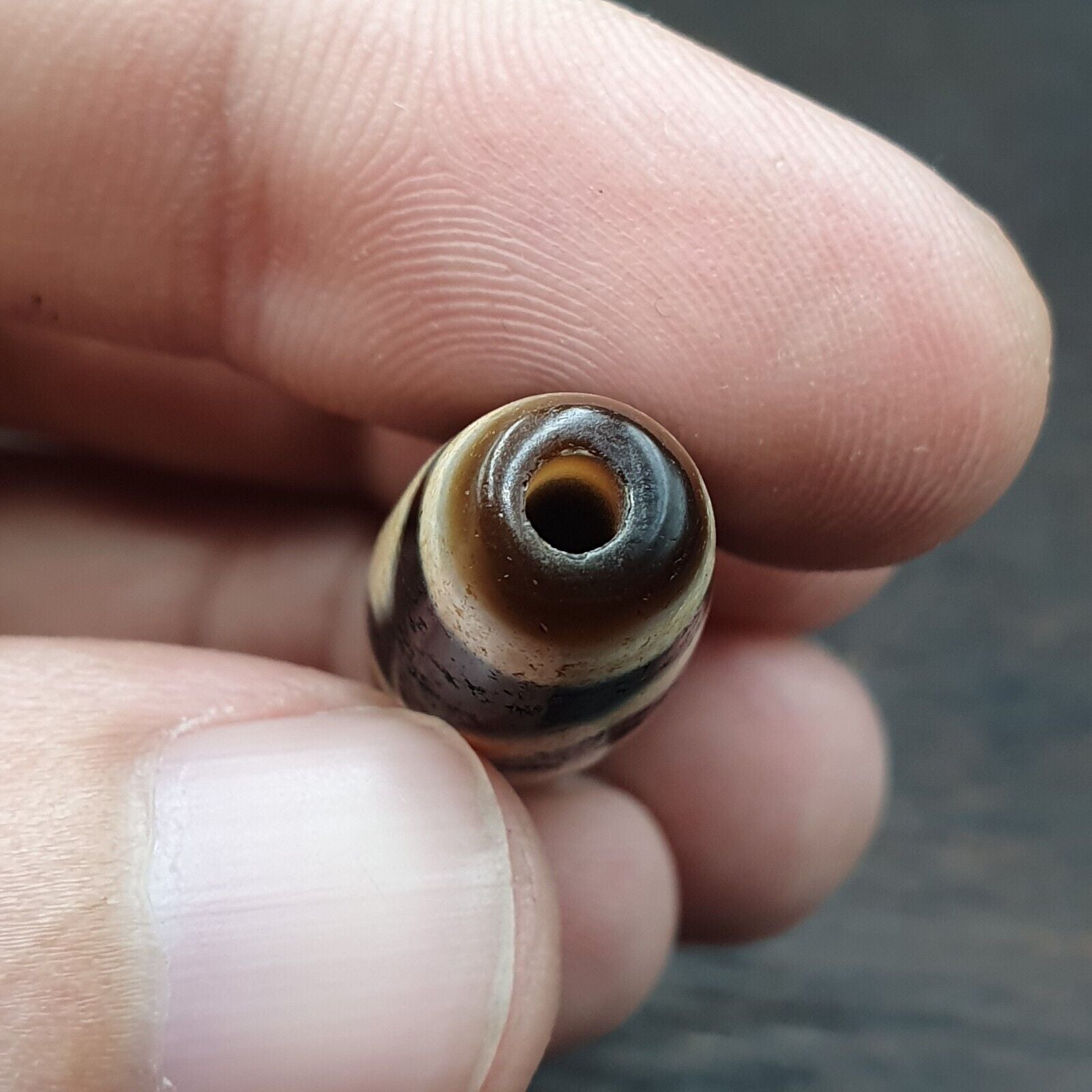 Vintage Himalayan Tibetan Agate Dzi Bead Amulet Smooth Skin Bead OTB-12F1