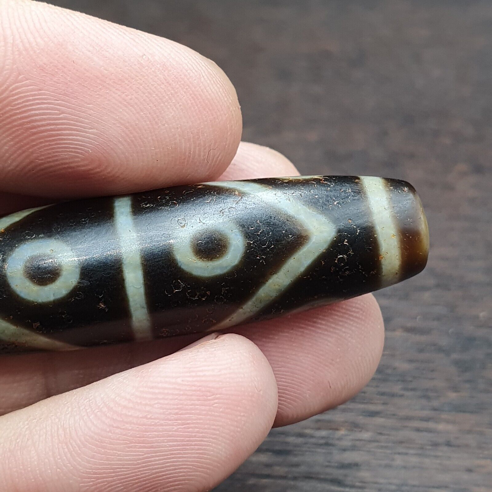 Himalayan Tibetan 8 eyes Agate Dzi Bead Amulet Smooth Skin Bead OTB-29F2