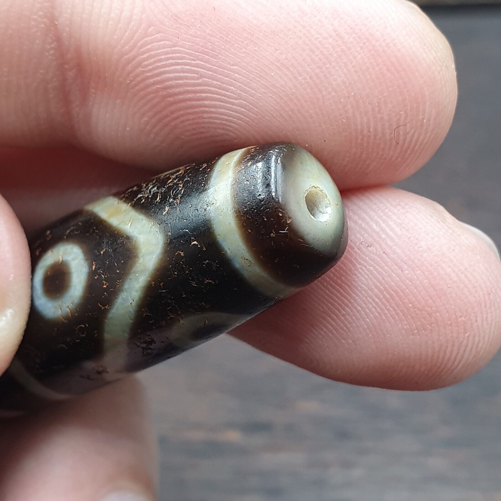 Himalayan Tibetan 8 eyes Agate Dzi Bead Amulet Smooth Skin Bead OTB-29F2