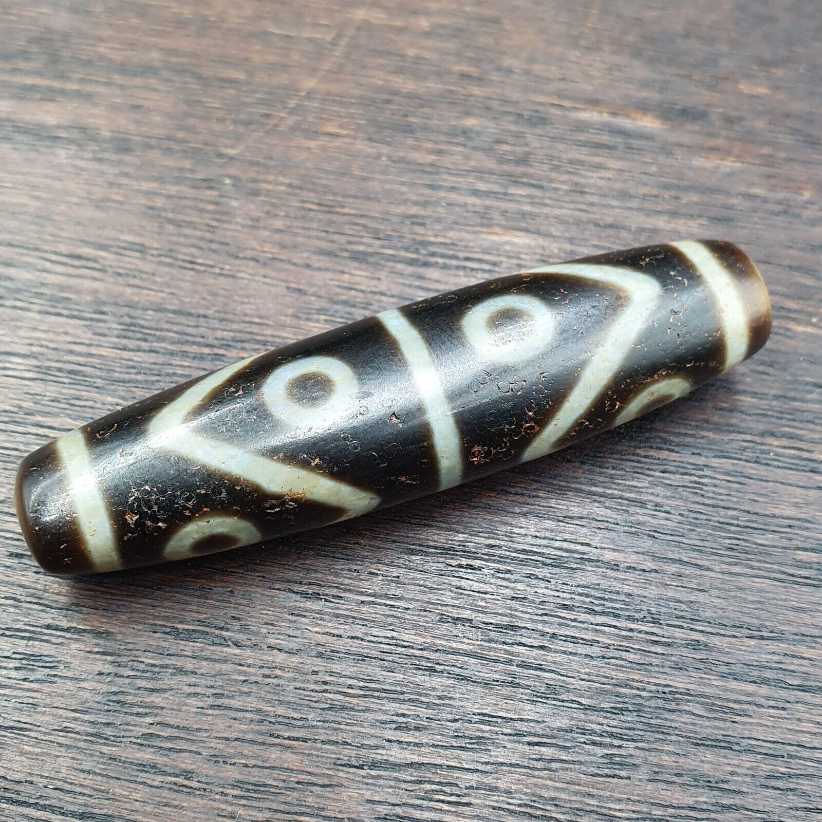 Himalayan Tibetan 8 eyes Agate Dzi Bead Amulet Smooth Skin Bead OTB-29F2