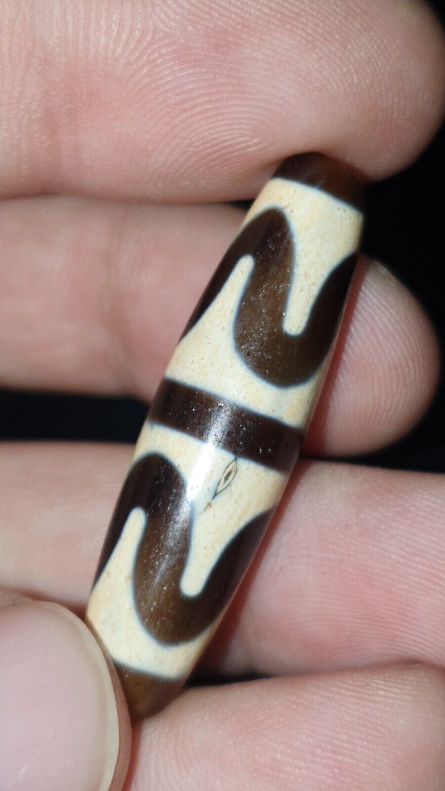 Old Himalayan Indo Tibetan Agate DZI Bead Tigerteeth pattern