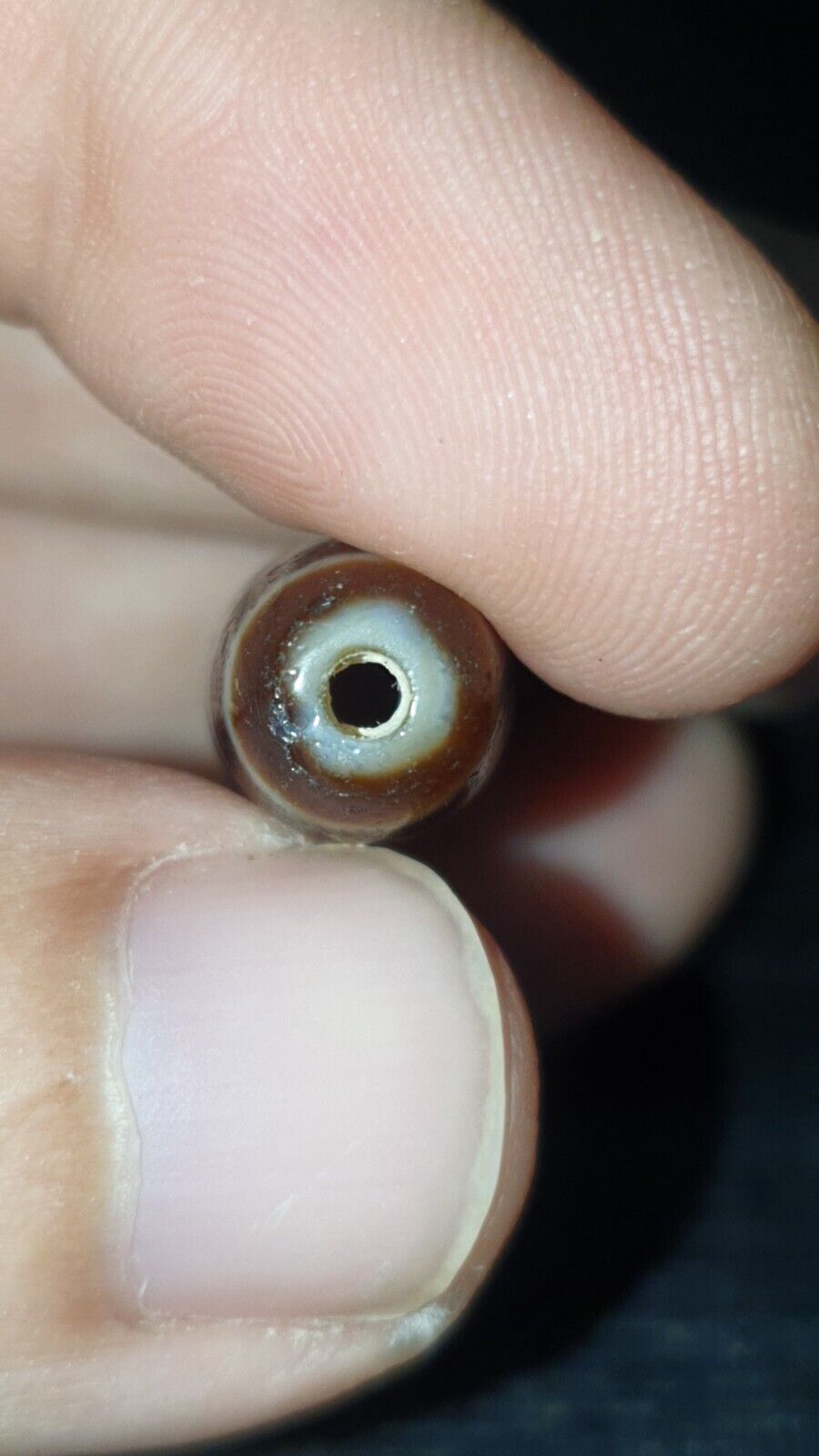 High Quality 2 Diamond Eyes Old Himalayan Indo Tibetan Agate DZI Bead