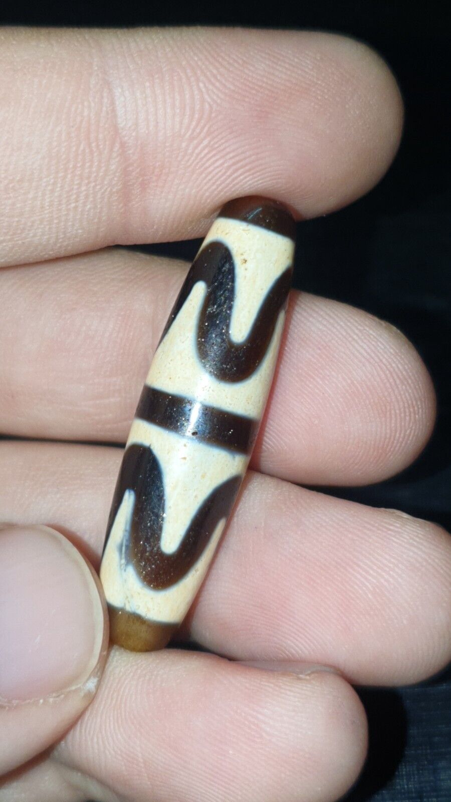 Old Himalayan Indo Tibetan Agate DZI Bead Tigerteeth pattern