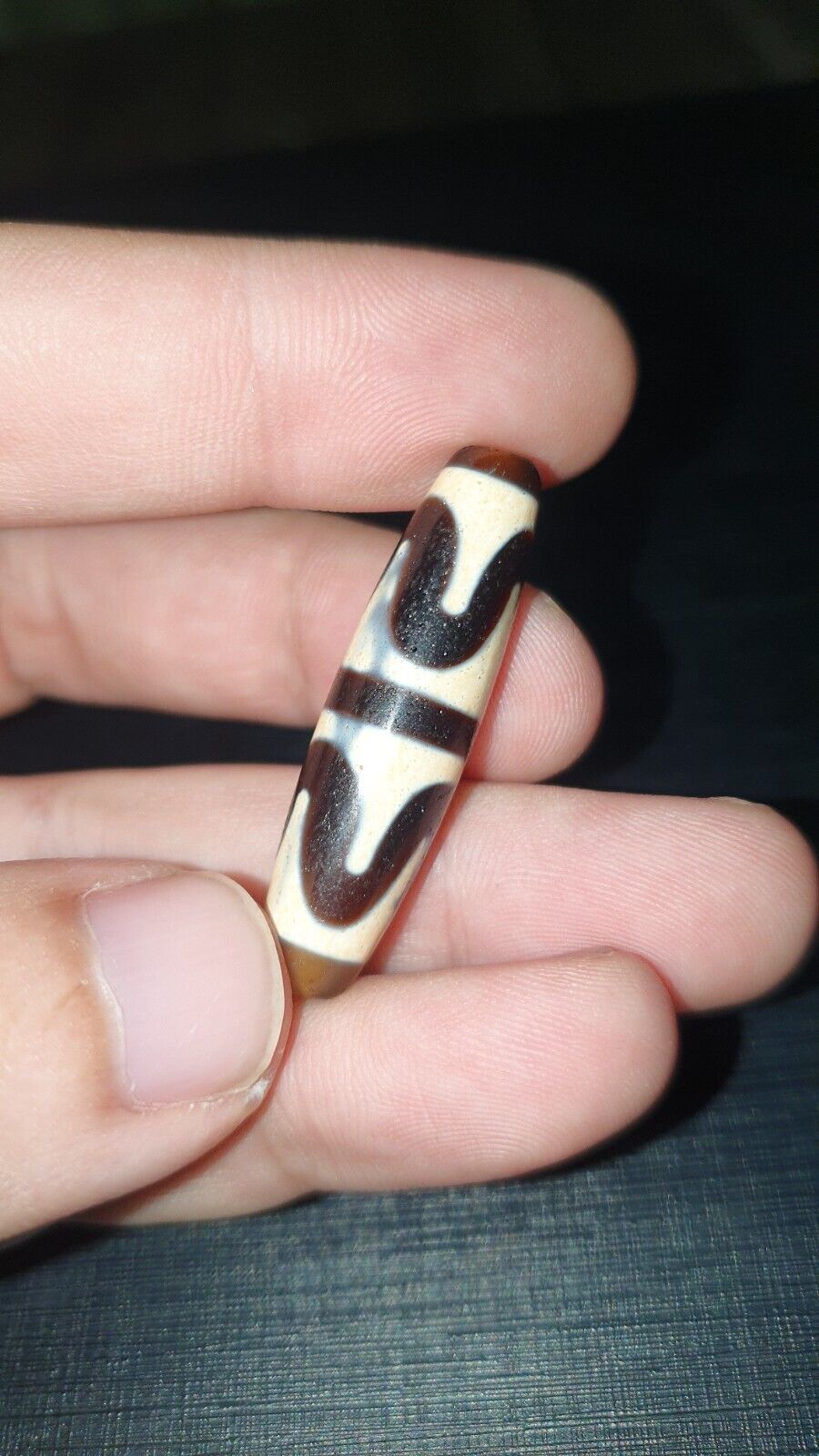 Old Himalayan Indo Tibetan Agate DZI Bead Tigerteeth pattern