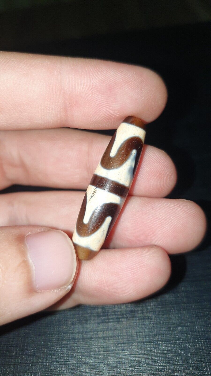 Old Himalayan Indo Tibetan Agate DZI Bead Tigerteeth pattern