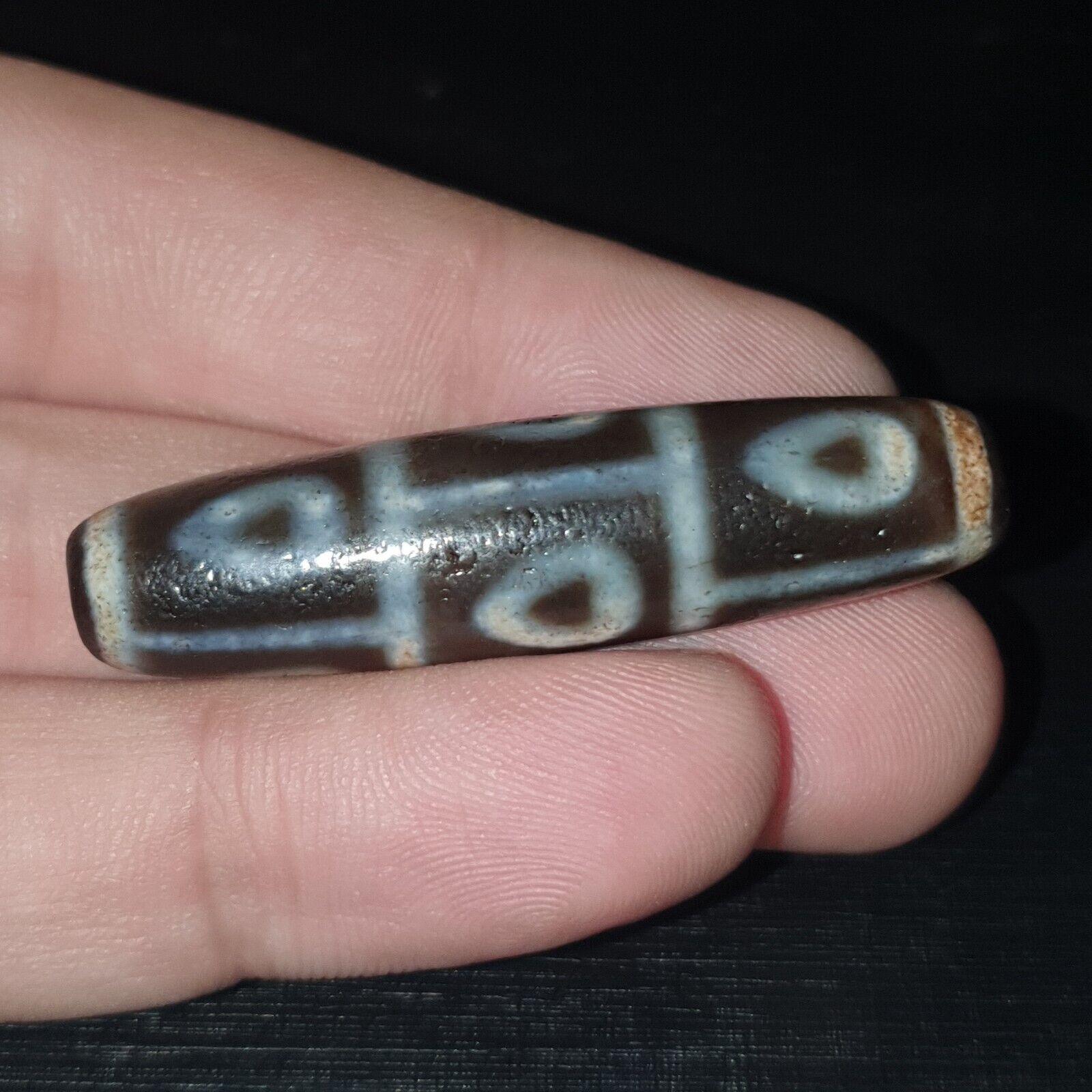 Vintage Old Himalayan Indo Tibetan 9 Eyes Agate Beads Unique pattern
