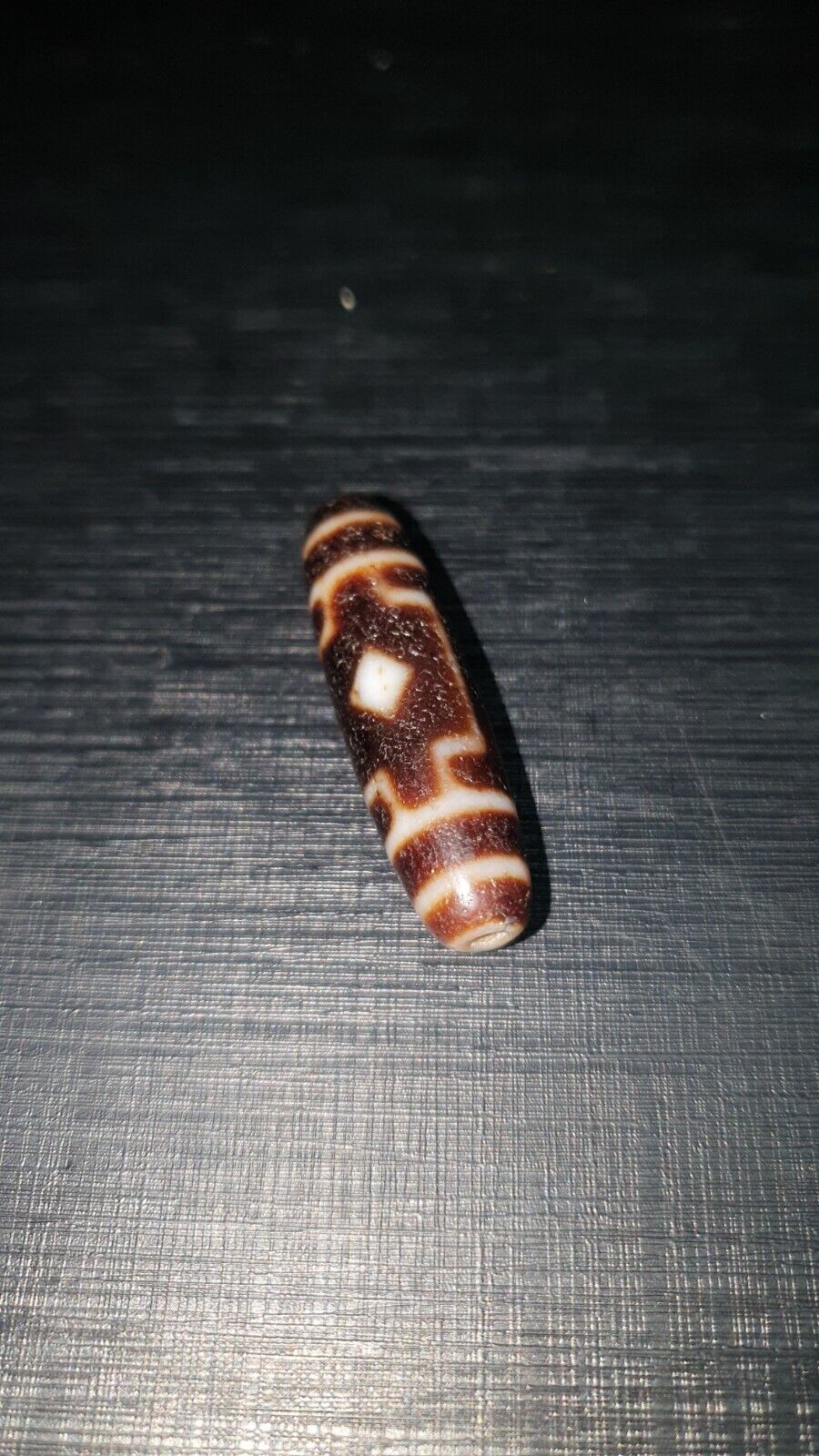 High Quality 2 Diamond Eyes Old Himalayan Indo Tibetan Agate DZI Bead
