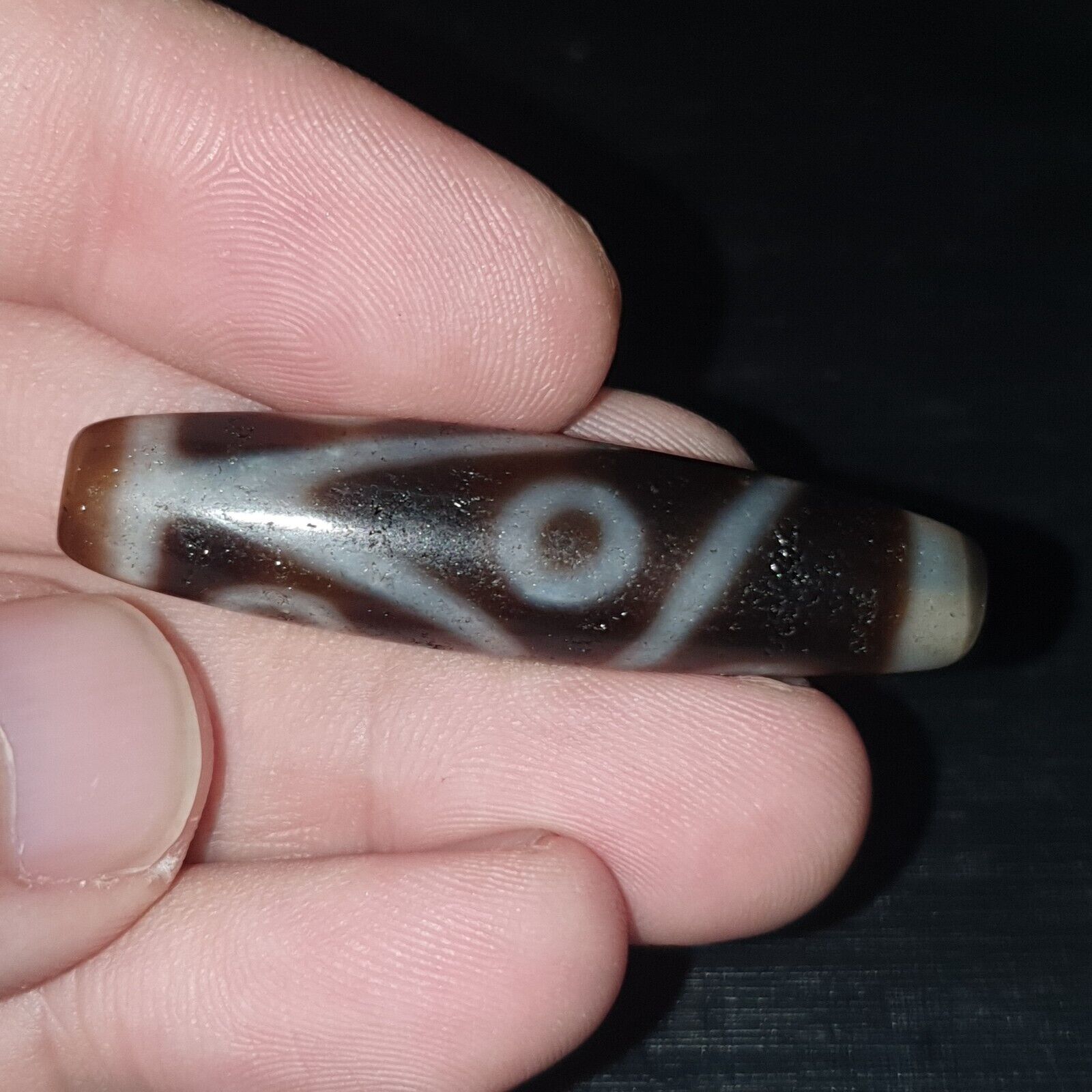 Old Himalayan Indo Tibetan 3 Eyes Agate DZI Bead Unique pattern