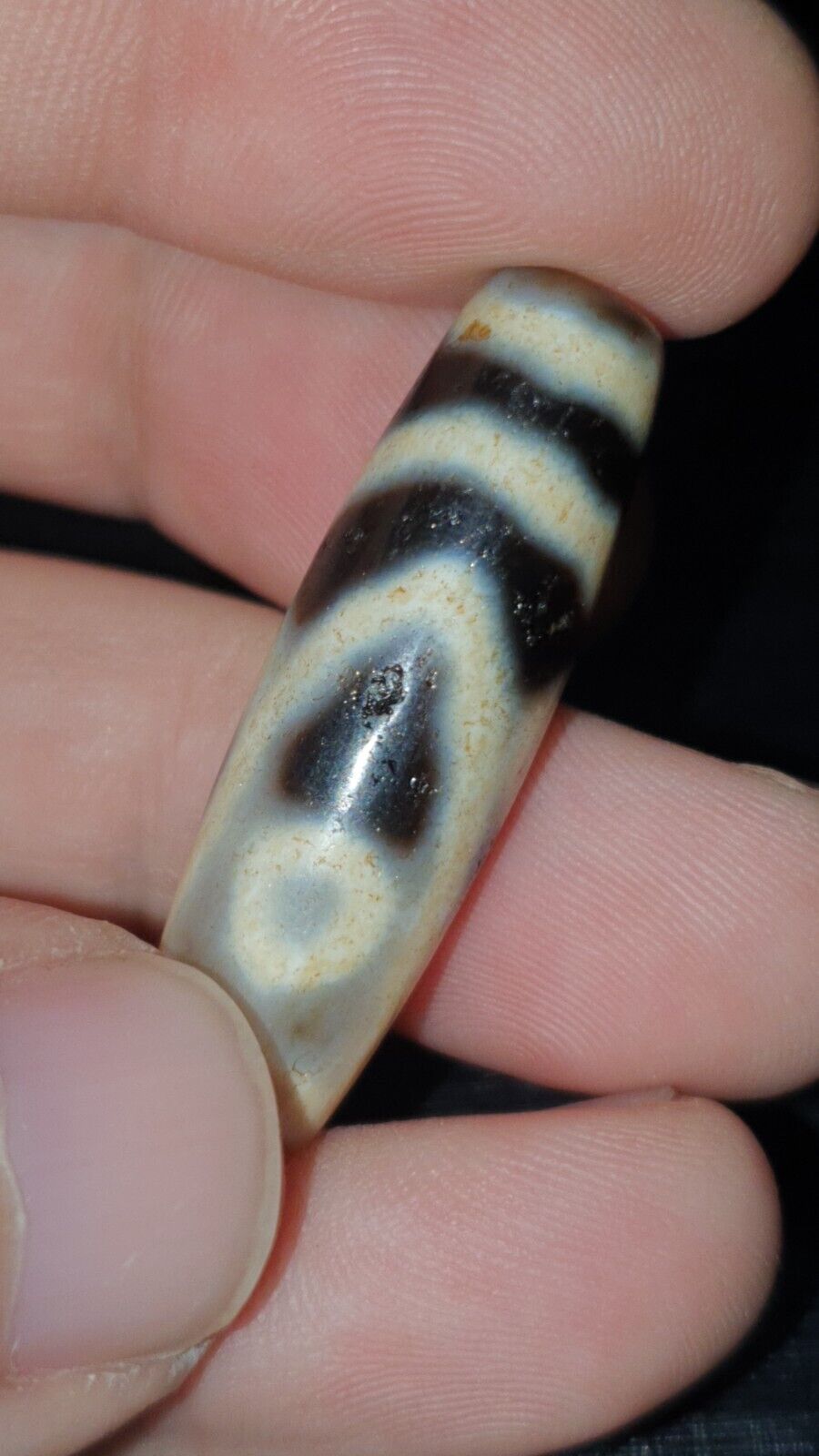 Very Unique 5 eyes Old Himalayan Indo Tibetan Agate DZI Bead Rare Pattern