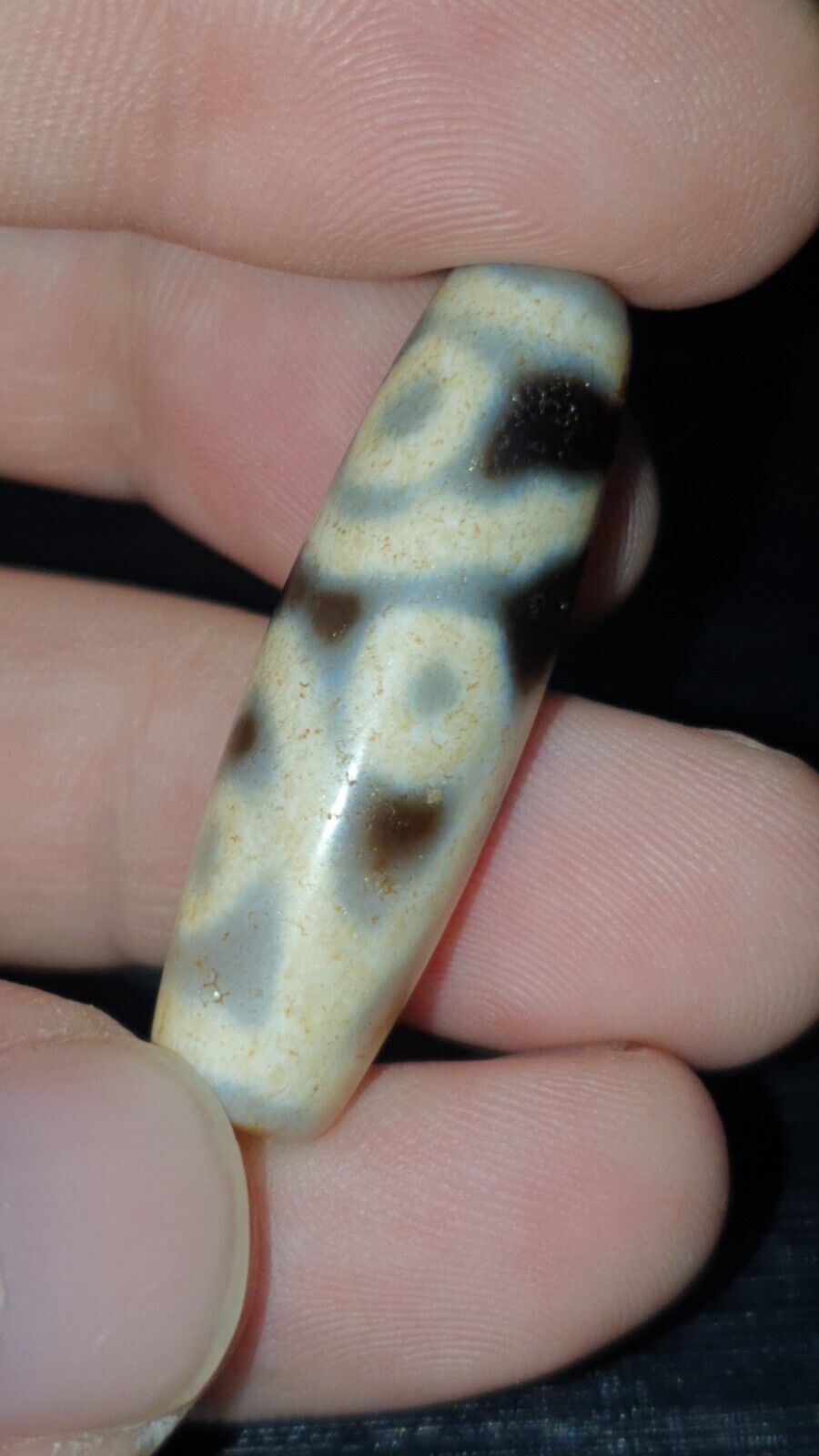 Very Unique 5 eyes Old Himalayan Indo Tibetan Agate DZI Bead Rare Pattern