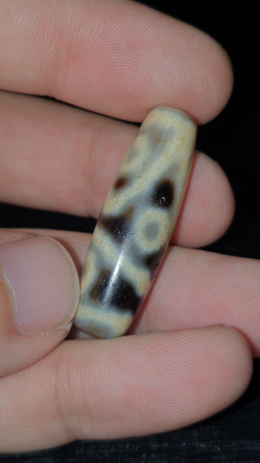 Very Unique 5 eyes Old Himalayan Indo Tibetan Agate DZI Bead Rare Pattern