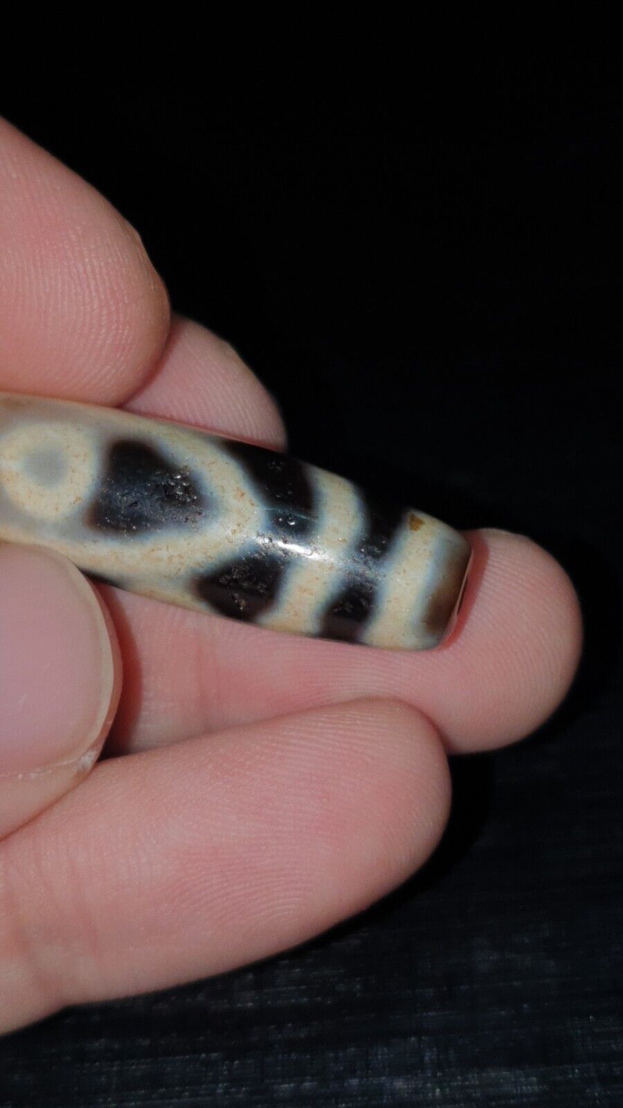 Very Unique 5 eyes Old Himalayan Indo Tibetan Agate DZI Bead Rare Pattern