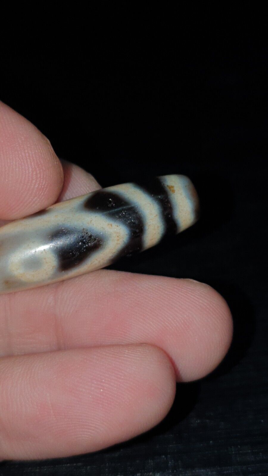 Very Unique 5 eyes Old Himalayan Indo Tibetan Agate DZI Bead Rare Pattern