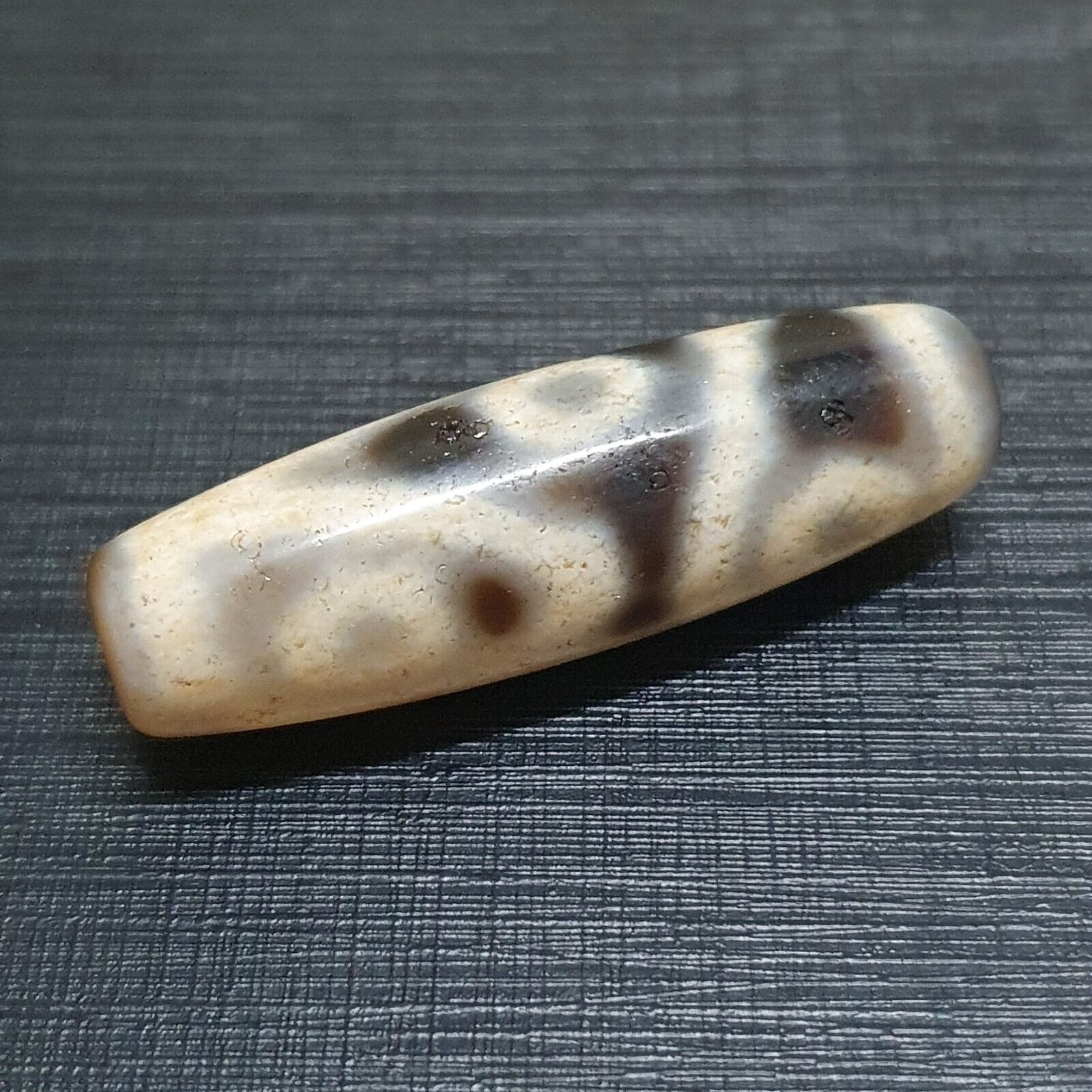 Very Unique 5 eyes Old Himalayan Indo Tibetan Agate DZI Bead Rare Pattern
