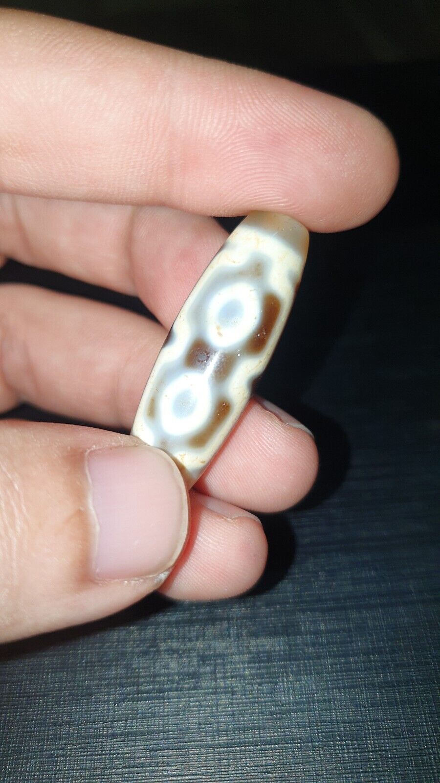 High Quality 4 Round Eyes Old Himalayan Indo Tibetan Agate DZI Bead