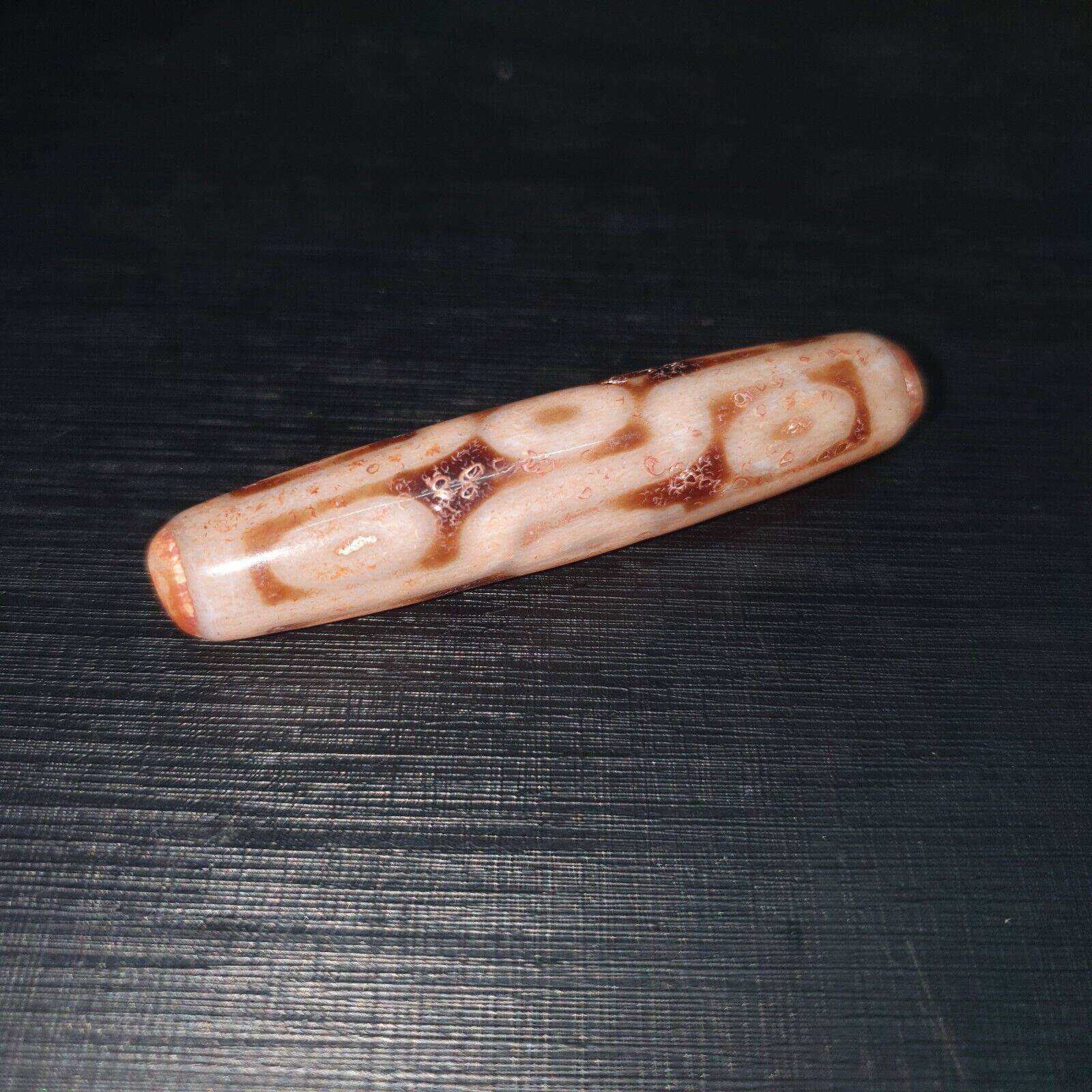 Rusted Vintage Old Himalayan Indo Tibetan 9 Eyes Agate Bead Unique pattern