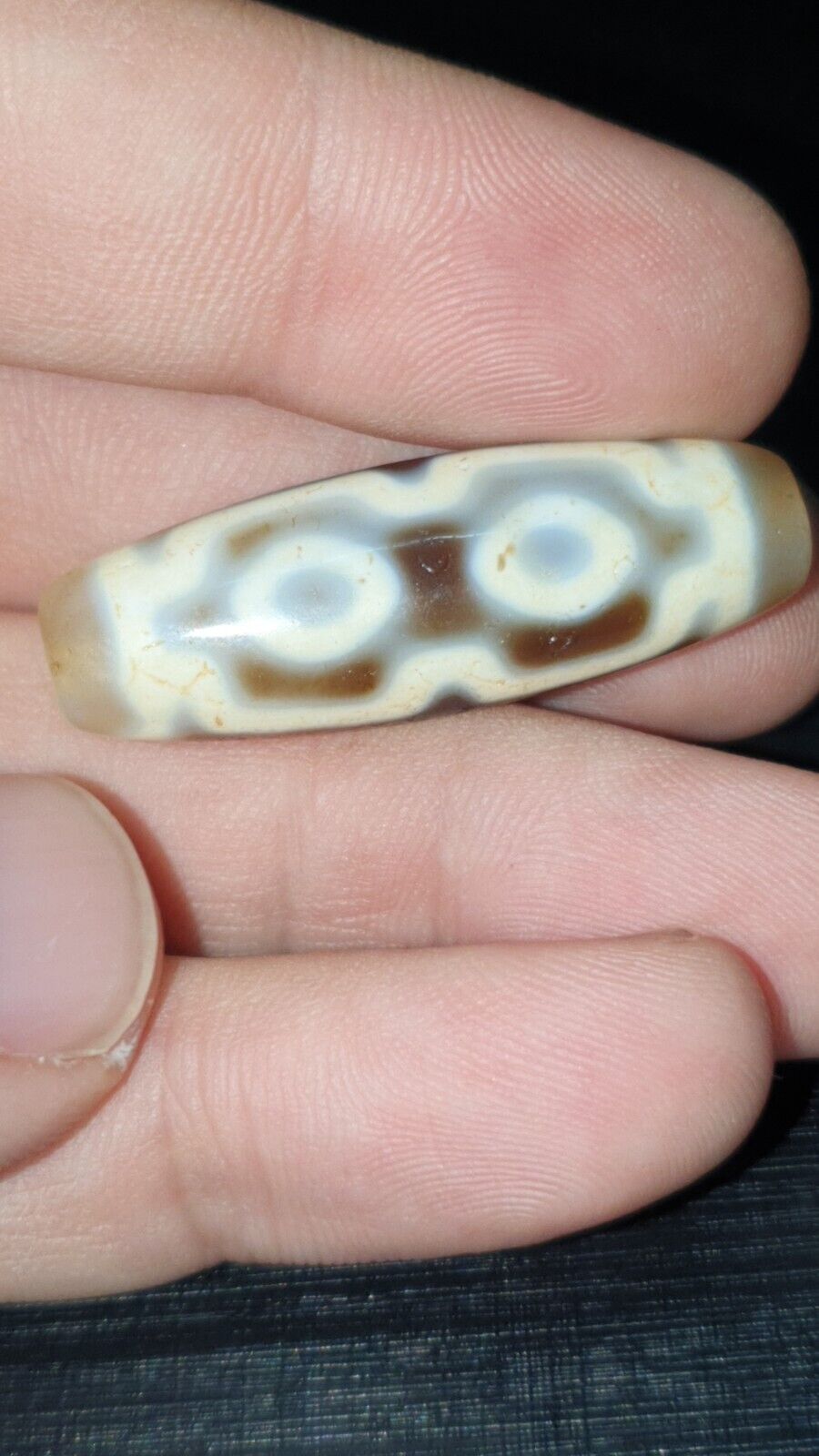 High Quality 4 Round Eyes Old Himalayan Indo Tibetan Agate DZI Bead