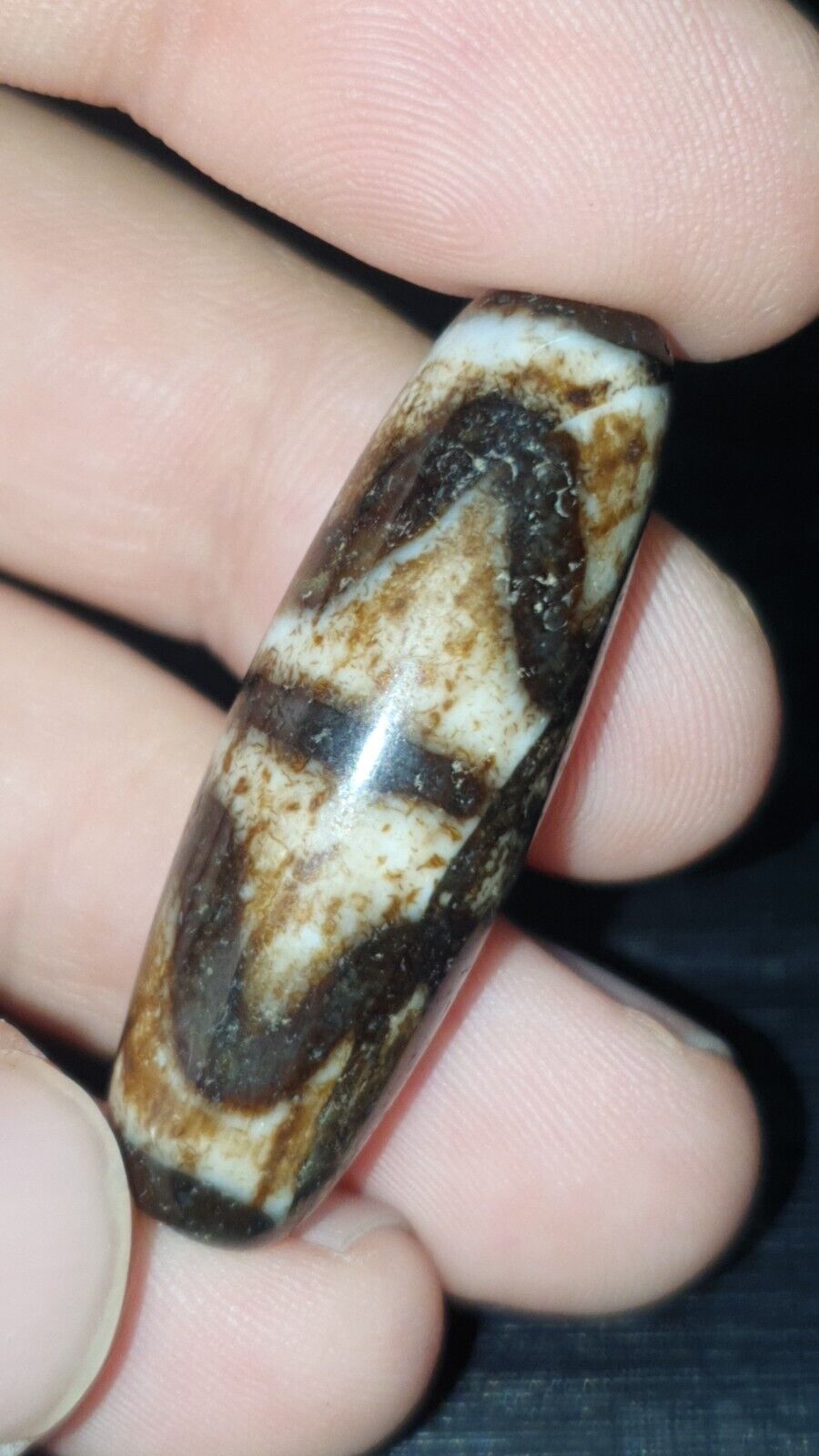 RUSTED Old Himalayan Indo Tibetan Agate DZI Bead Unique pattern