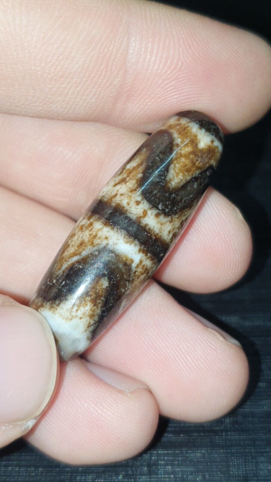 RUSTED Old Himalayan Indo Tibetan Agate DZI Bead Unique pattern