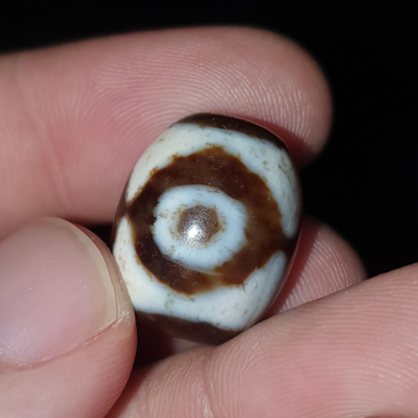 Lot 2 Beads Indo Tibetan 3 eyes Pattern Agate Dzi Amulet Beads