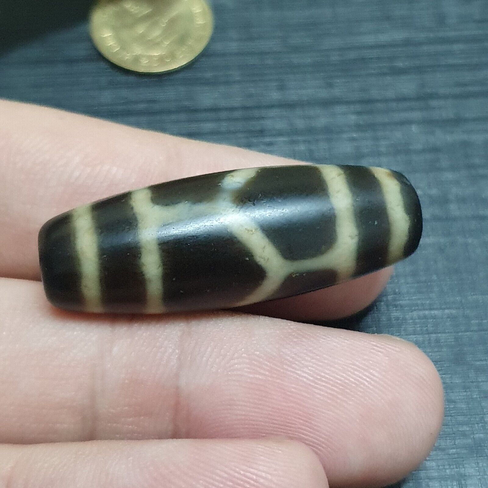 Rare Collectible Tibetan Turtle Pattern Eyes Agate stone Dzi Bead Amulet