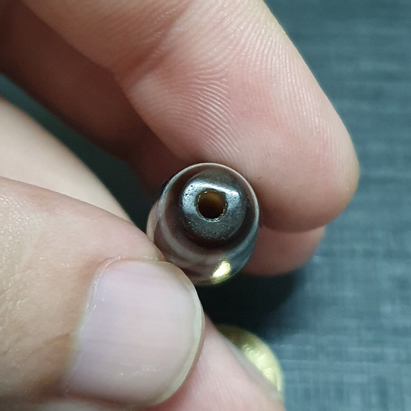 Tibetan Old Agate Dzi Bead " Unique Eyes Pattern " Amulet Pendant