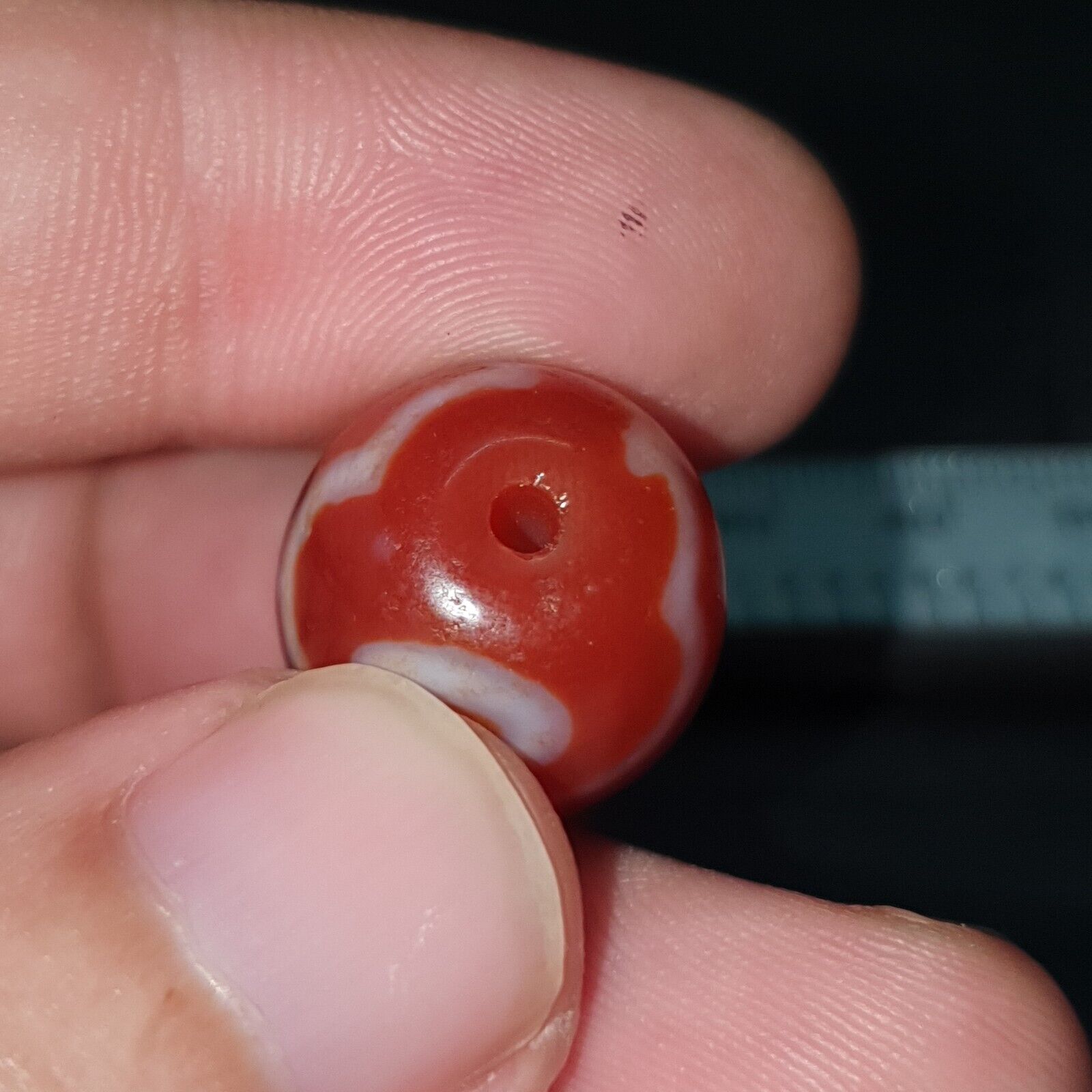 Himalayan Indo Tibetan Red Agate Dzi Amulet Bead OTB-2
