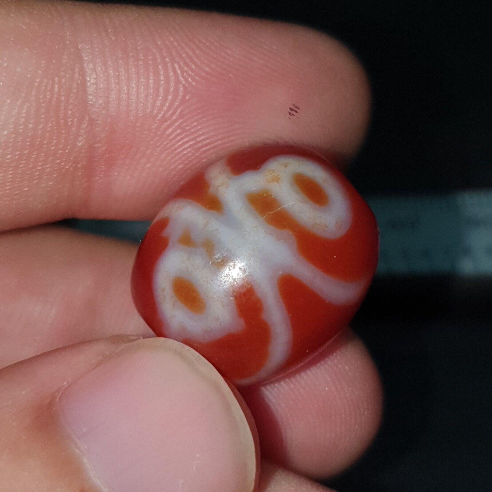 Himalayan Indo Tibetan Red Agate Dzi Amulet Bead OTB-2