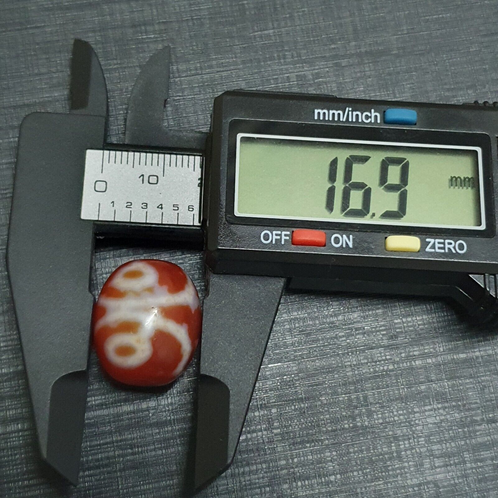 Himalayan Indo Tibetan Red Agate Dzi Amulet Bead OTB-2